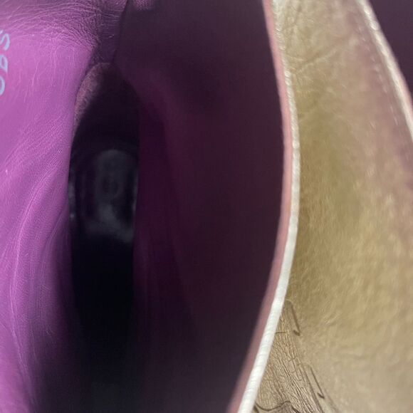 Marc Jacobs leather metallic gold slip on ankle heels boots stitching accent SZ7 - Picture 12 of 12